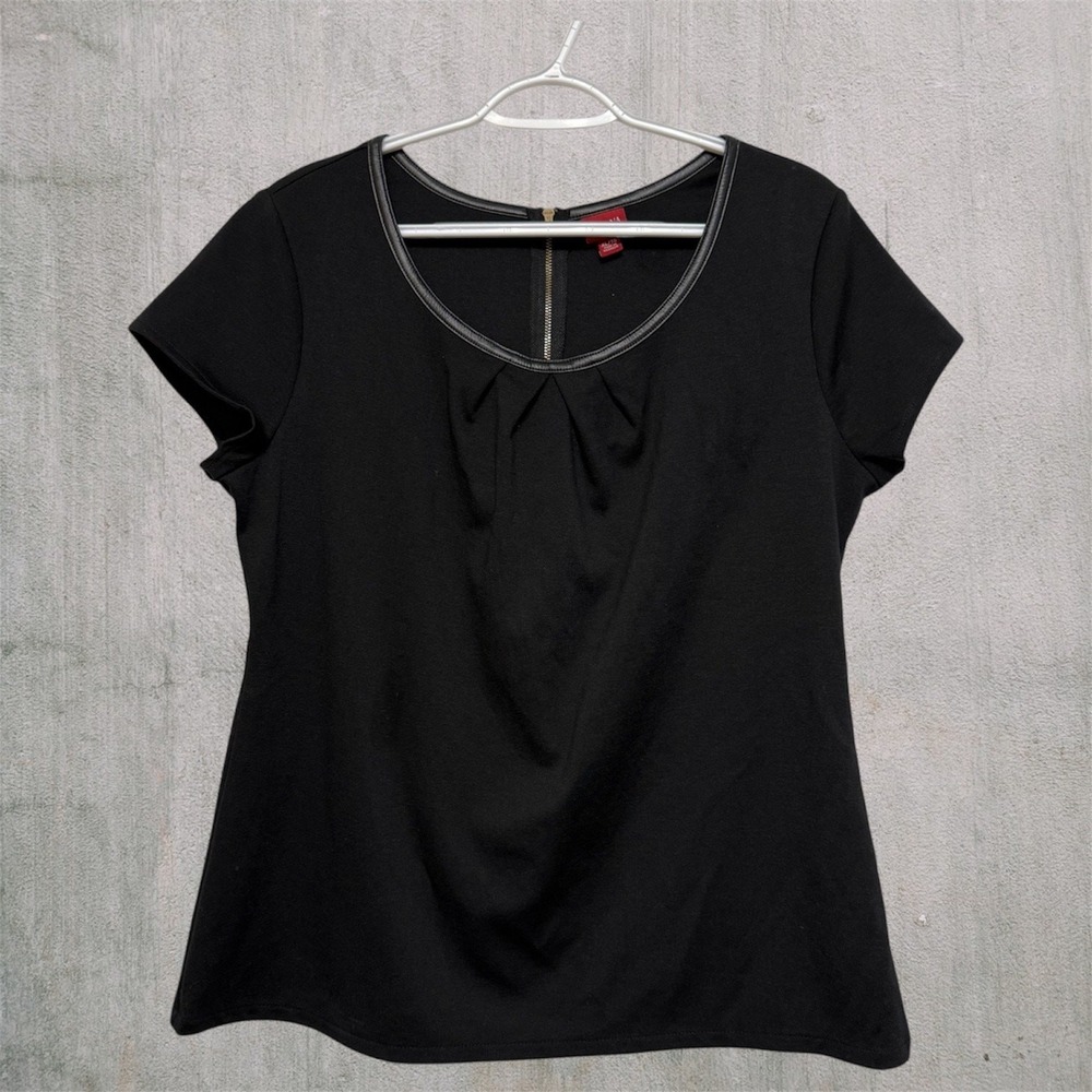 Merona XL Women Black Fitted Workwear Corpcore Office Elegant Goth Blouse Top